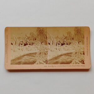 Antique Stereograph Card Niagara Falls Winter Scene Victorian Era 1898